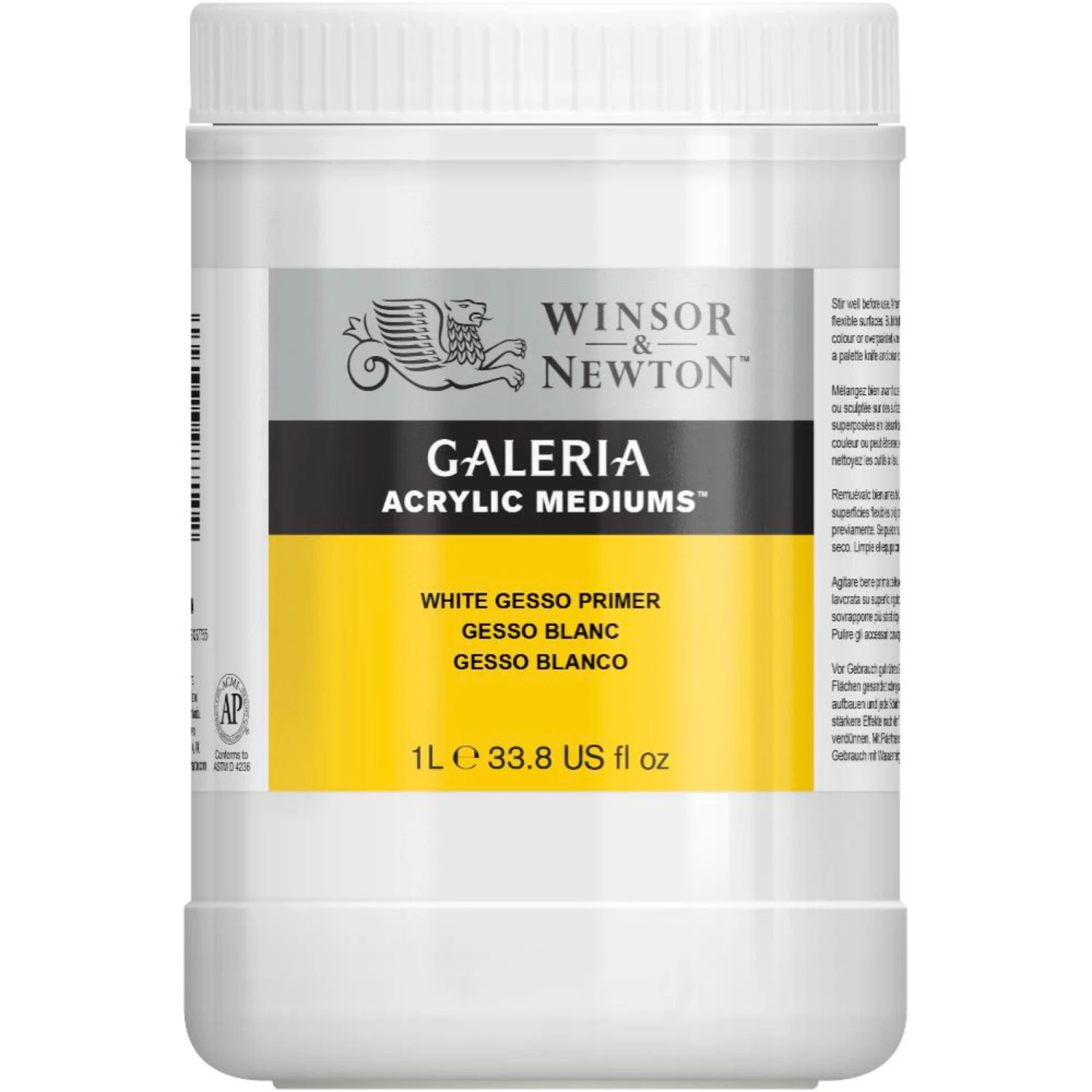 Winsor & Newton Galeria White Gesso Primer - 1 Litre 1 Winsor & Newton Galeria White Gesso Primer - 1 Litre