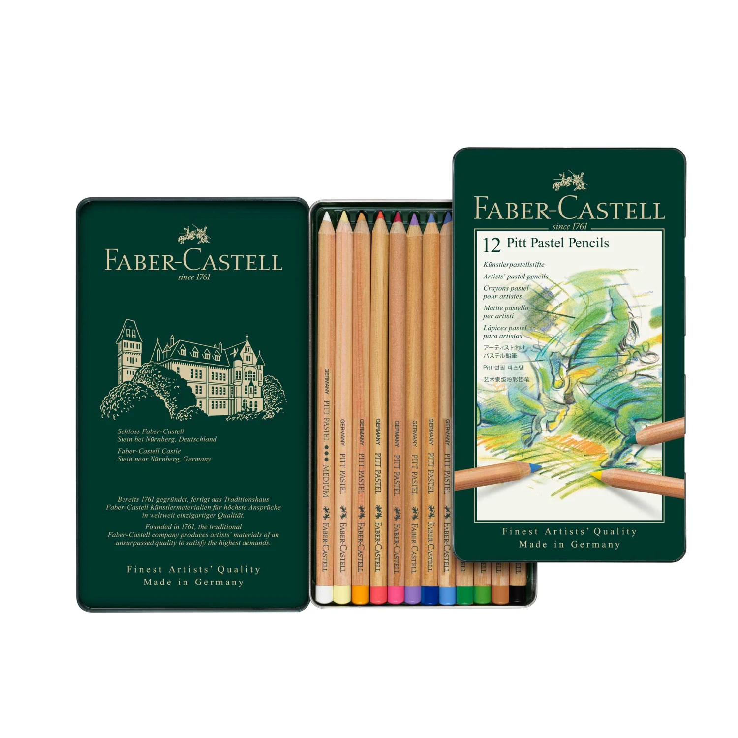 Faber-Castell Pitt PASTEL Pencil Metal Tin Of 12 Pencils 1 Faber-Castell Pitt PASTEL Pencil Metal Tin Of 12 Pencils