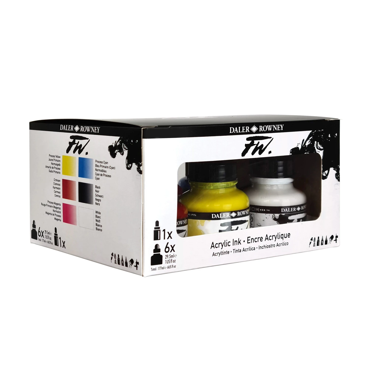 Daler-Rowney FW Acrylic Ink Primary Set 2 Daler-Rowney FW Acrylic Ink Primary Set - Image 2