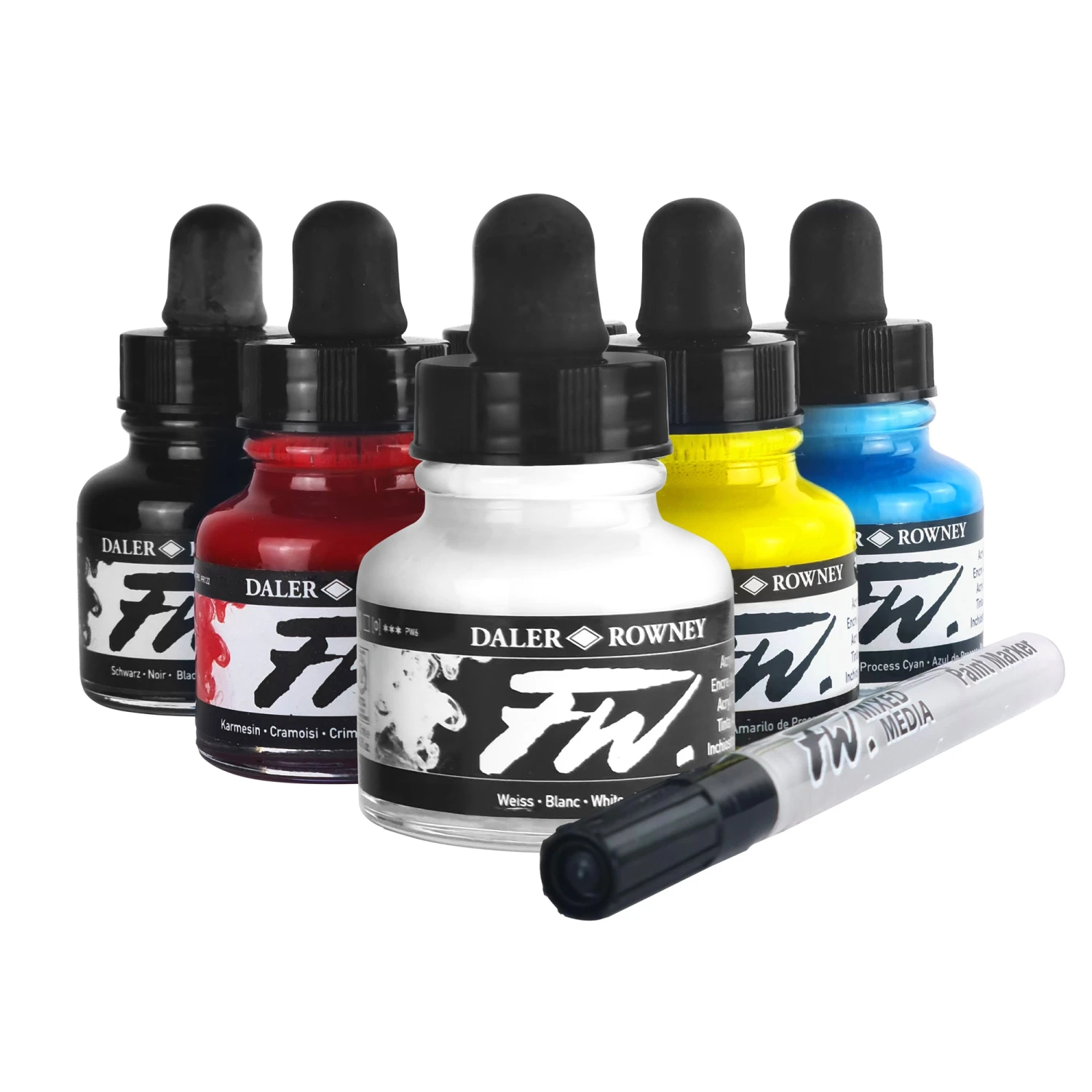 Daler-Rowney FW Acrylic Ink Primary Set 1 Daler-Rowney FW Acrylic Ink Primary Set