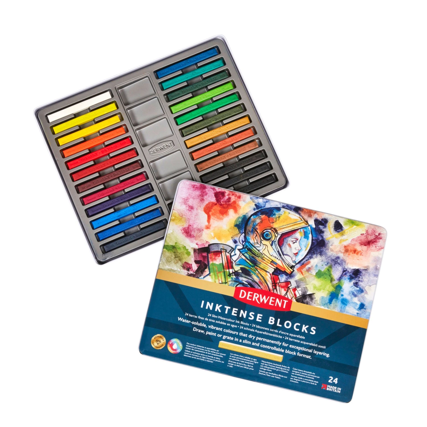 Derwent Inktense Watercolour Ink Blocks - Set Of 24 1 Derwent Inktense Watercolour Ink Blocks - Set Of 24