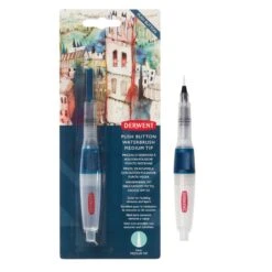 Derwent Push Button Waterbrush - Single -ARTdiscount 2305823 Push Button Medium Tip Waterbrush FOP and Loose