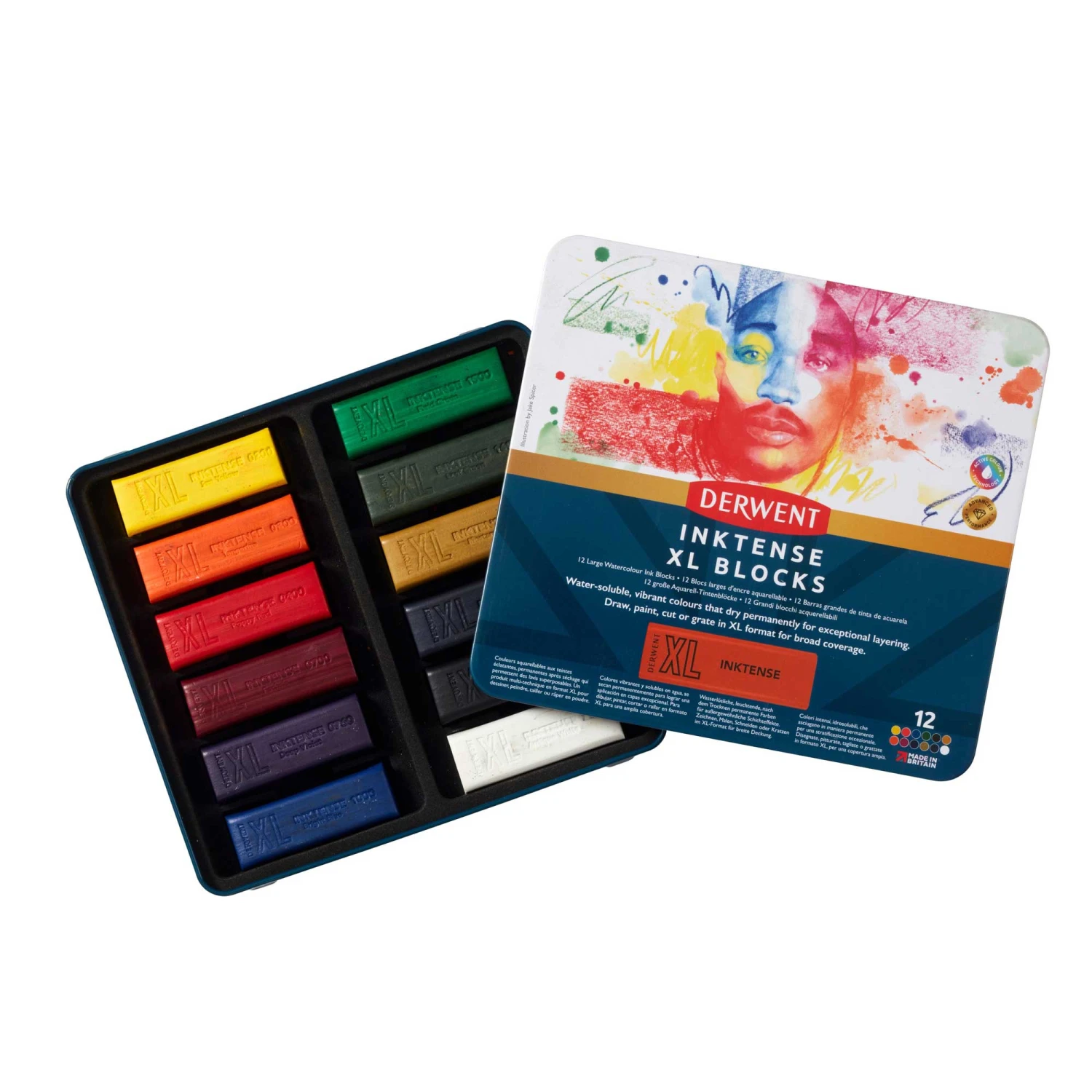Derwent Inktense XL Blocks Tin Of 12 2 Derwent Inktense XL Blocks Tin Of 12 - Image 2