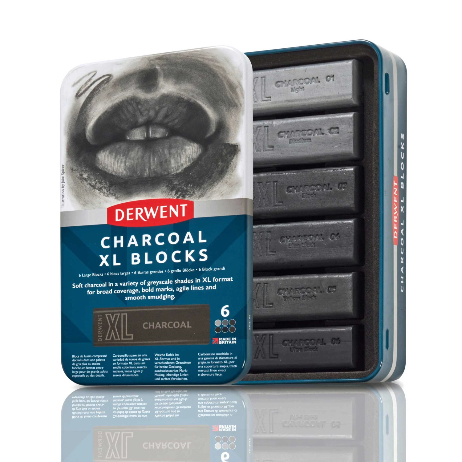Derwent Charcoal XL Blocks Tin Of 6 3 Derwent Charcoal XL Blocks Tin Of 6 - Image 3
