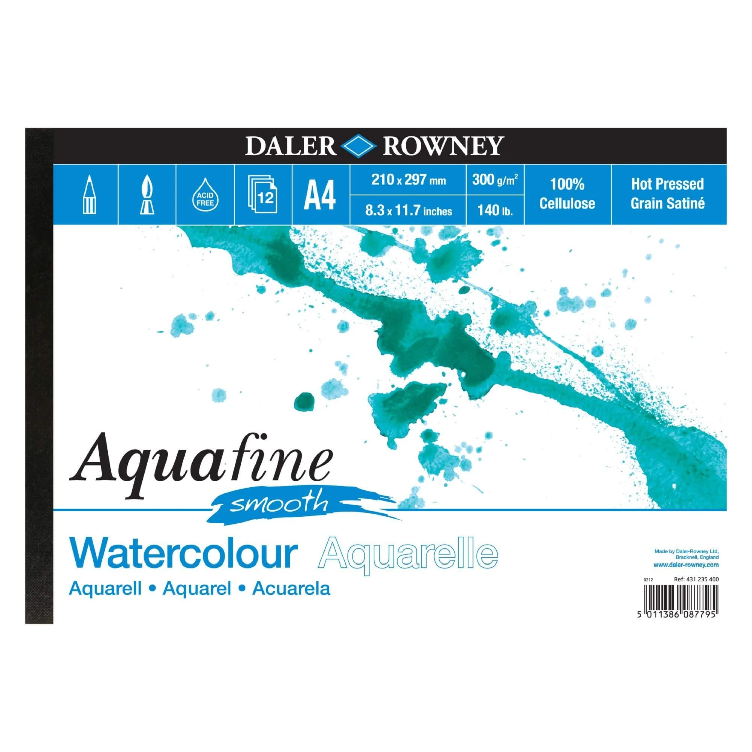 Daler-Rowney Aquafine Watercolour Pads - 300gsm (140lb) - HOT PRESSED 1 Daler-Rowney Aquafine Watercolour Pads - 300gsm (140lb) - HOT PRESSED