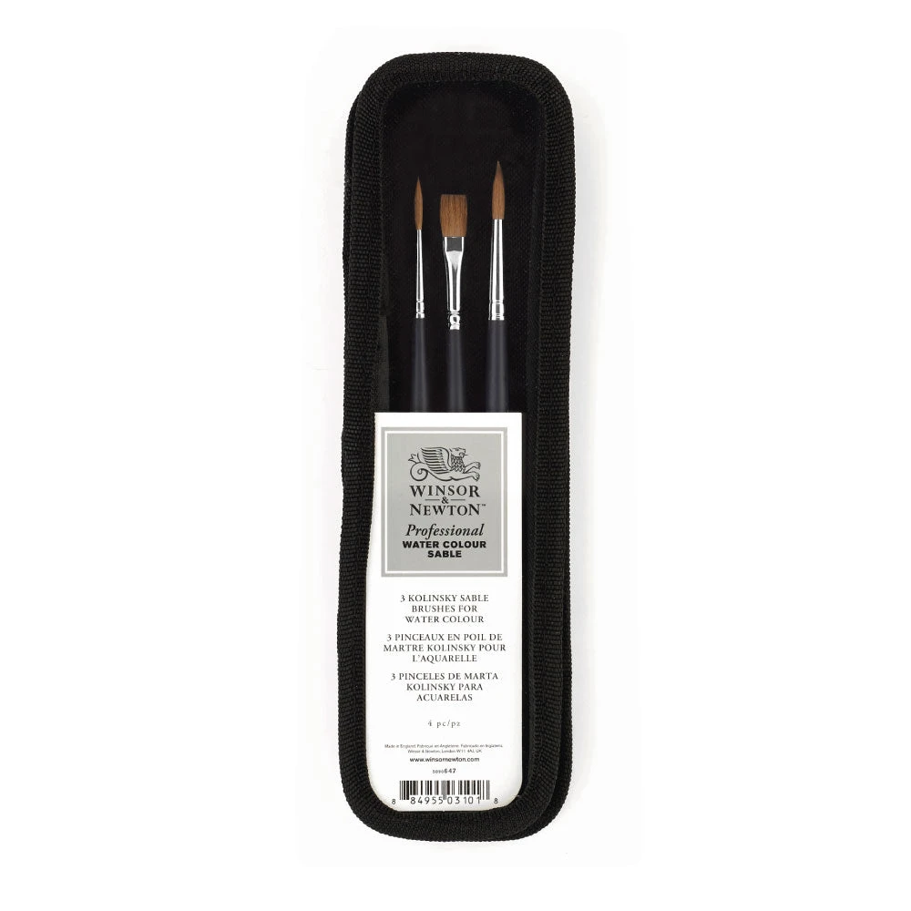 Winsor & Newton Artist's Watercolour Sable Short Handled 3 Pk 1 Winsor & Newton Artist's Watercolour Sable Short Handled 3 Pk