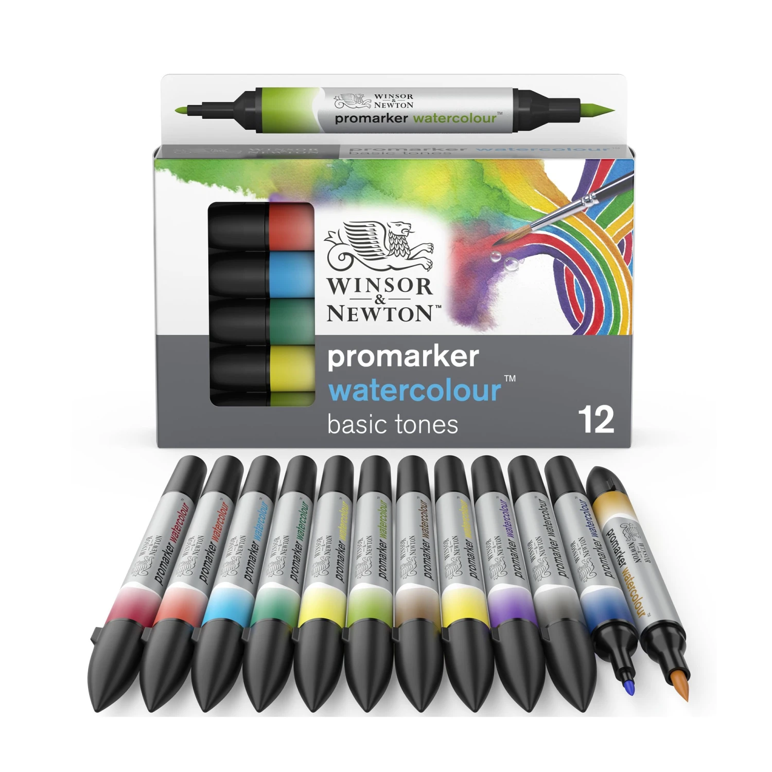 Winsor & Newton Promarker Watercolour Marker - Basic Tones - Set Of 12 1 Winsor & Newton Promarker Watercolour Marker - Basic Tones - Set Of 12
