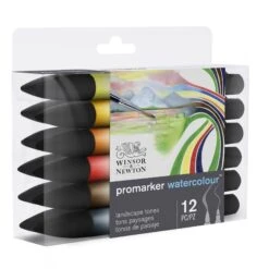 Winsor & Newton Promarker Watercolour Set Of 12 - Landscape Tones -ARTdiscount 884955073940 W NPROMARKERWATERCOLOURLANDSCAPETONESX12SET ANGLE 884955073940.TIF 2d28cdcd 4115 4b6f b4a6 13124bce7d8c