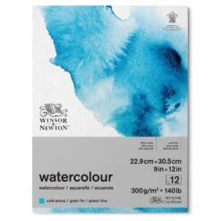 Winsor & Newton Watercolour Gummed Pads - 140lb/300gsm -ARTdiscount 884955076569 WN WATERCOLOUR PAD COLD 300 23X31 884955076569 FRONT High Resolution