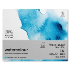 Winsor & Newton Watercolour Gummed Pads - 140lb/300gsm -ARTdiscount 884955076590 WN WATERCOLOUR PAD COLD 300 41X51 884955076590 FRONT High Resolution