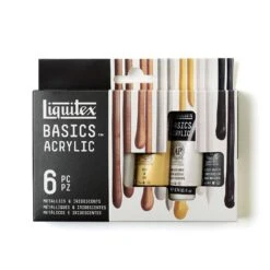 Liquitex Basics Acrylic - Set Of 6 X 22ml - Metallics And Iridescents