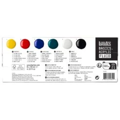 Liquitex Basics Acrylic Fluid - 118ml - Set Of 6 Assorted Colours -ARTdiscount 887452056522 LQX BASICS FLUID 6 SET ROW BOP 887452056522