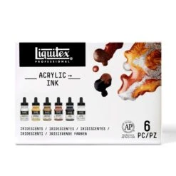 Liquitex Acrylic Ink Set 6 X 30ml - Iridescents -ARTdiscount 887452997498 LQX ACRYLIC INK SET 6X30ML IRIDESCENTS FRONT 887452997498