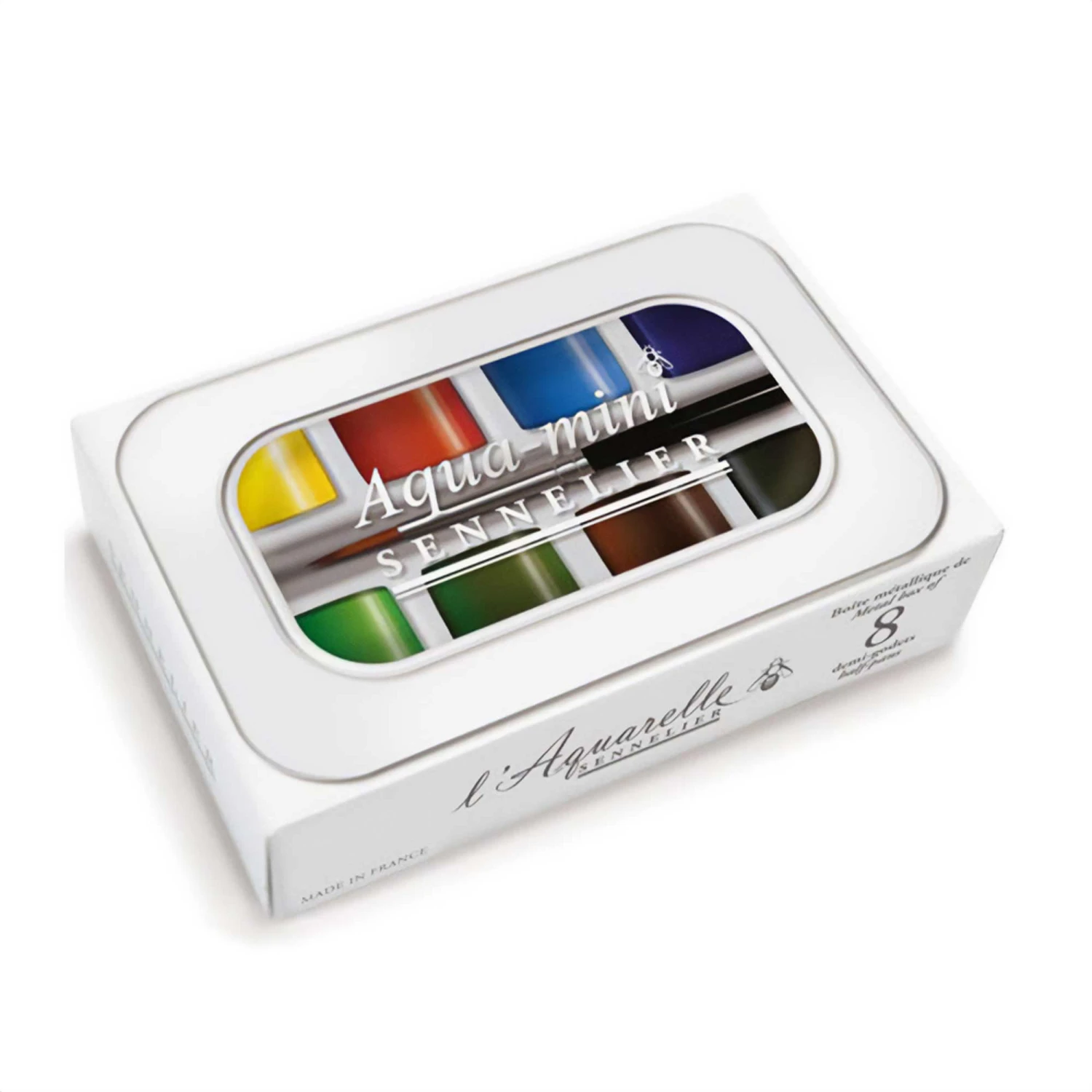 Sennelier Aqua Mini Watercolour Set - 8 Half Pans & Travel Brush 1 Sennelier Aqua Mini Watercolour Set - 8 Half Pans & Travel Brush