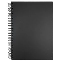 Seawhite Black Card Hardback Spiral Sketchbook - 220gsm - 40 Sheets