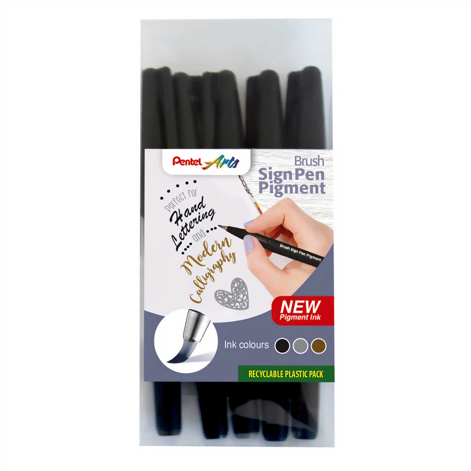 Pentel Pigment Brush Sign Pen - Set Of 5 1 Pentel Pigment Brush Sign Pen - Set Of 5