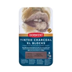 Derwent Tinted Charcoal XL Blocks Tin Of 6 10 Derwent Tinted Charcoal XL Blocks Tin Of 6 -ARTdiscount Derwent Tinted Charcoal XL Blocks Tin 6 Front Pack