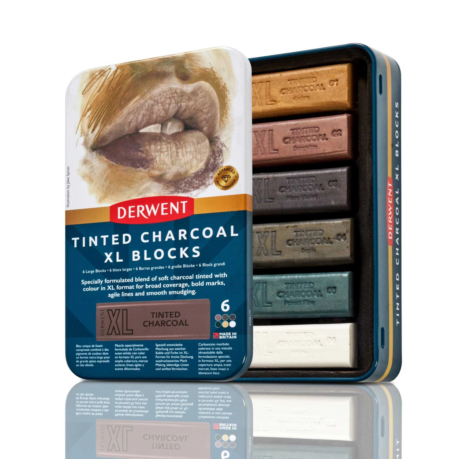 Derwent Tinted Charcoal XL Blocks Tin Of 6 1 Derwent Tinted Charcoal XL Blocks Tin Of 6