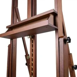 MEEDEN Extra Large Heavy Duty H Frame Artists Easel - Walnut Finish -ARTdiscount Extra Large Heavy Duty Artist Easel Stand Walnut close up