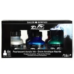Daler-Rowney FW Pearlescent Inks Set - Includes FREE ARTdiscount Watercolour Brush Set (RRP. £14.63)