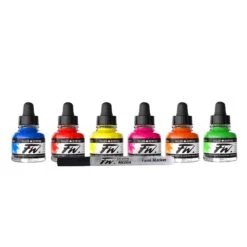 Daler-Rowney FW Acrylic Ink Neon Set 7 Daler-Rowney FW Acrylic Ink Neon Set -ARTdiscount FW Neon Ink 4