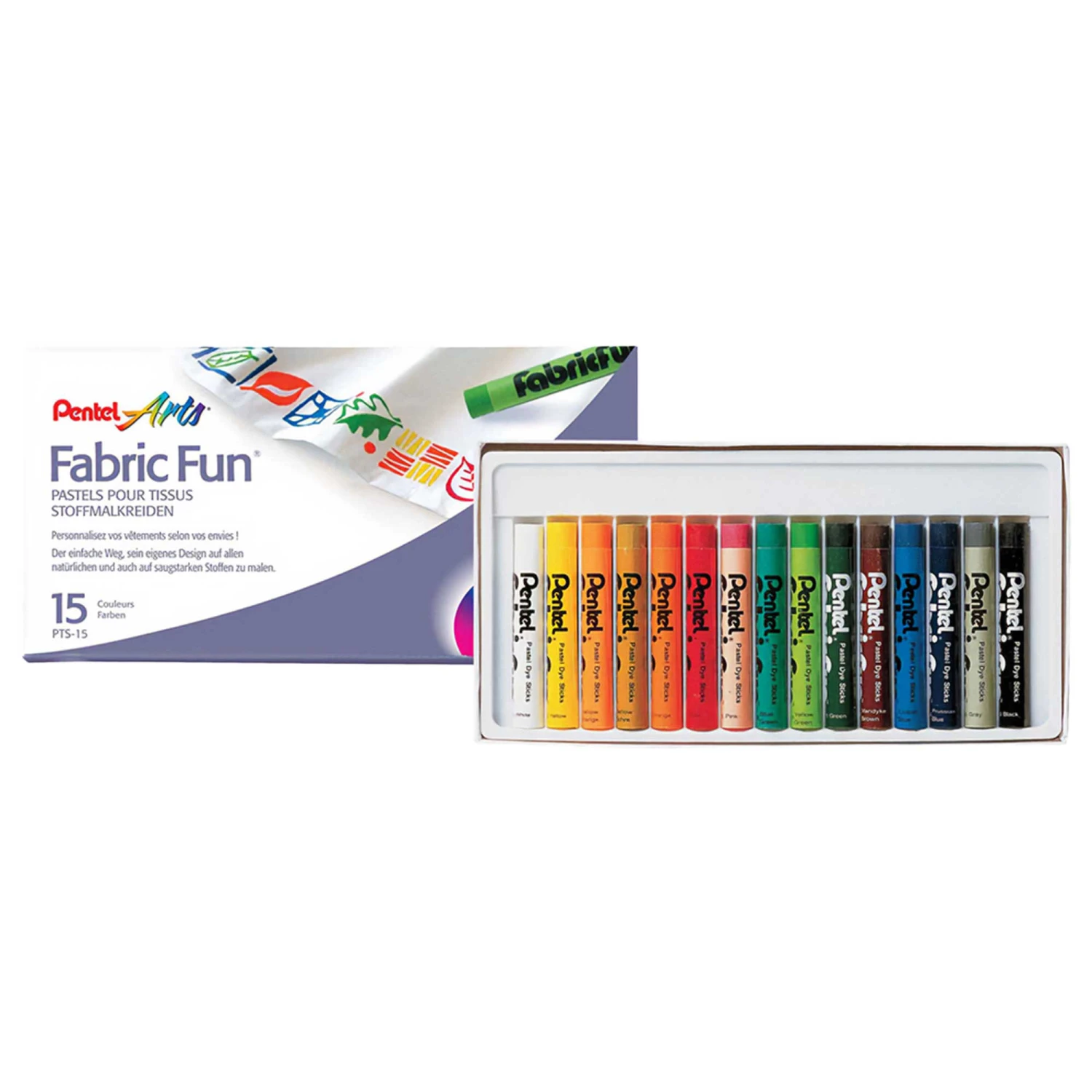 Pentel Fabric Fun - 15 Pastel Dye Sticks 1 Pentel Fabric Fun - 15 Pastel Dye Sticks