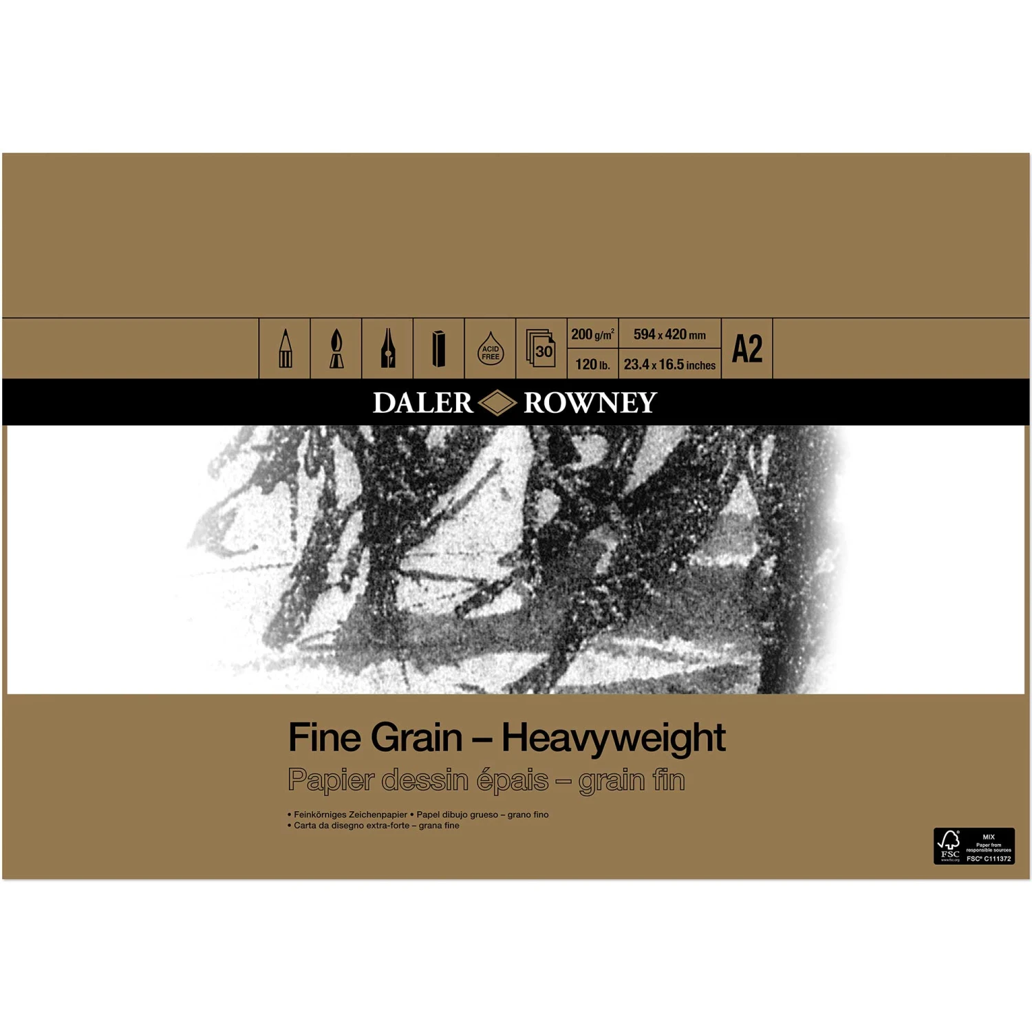 Daler-Rowney Fine Grain Heavyweight Cartridge Pad 3 Daler-Rowney Fine Grain Heavyweight Cartridge Pad - Image 3