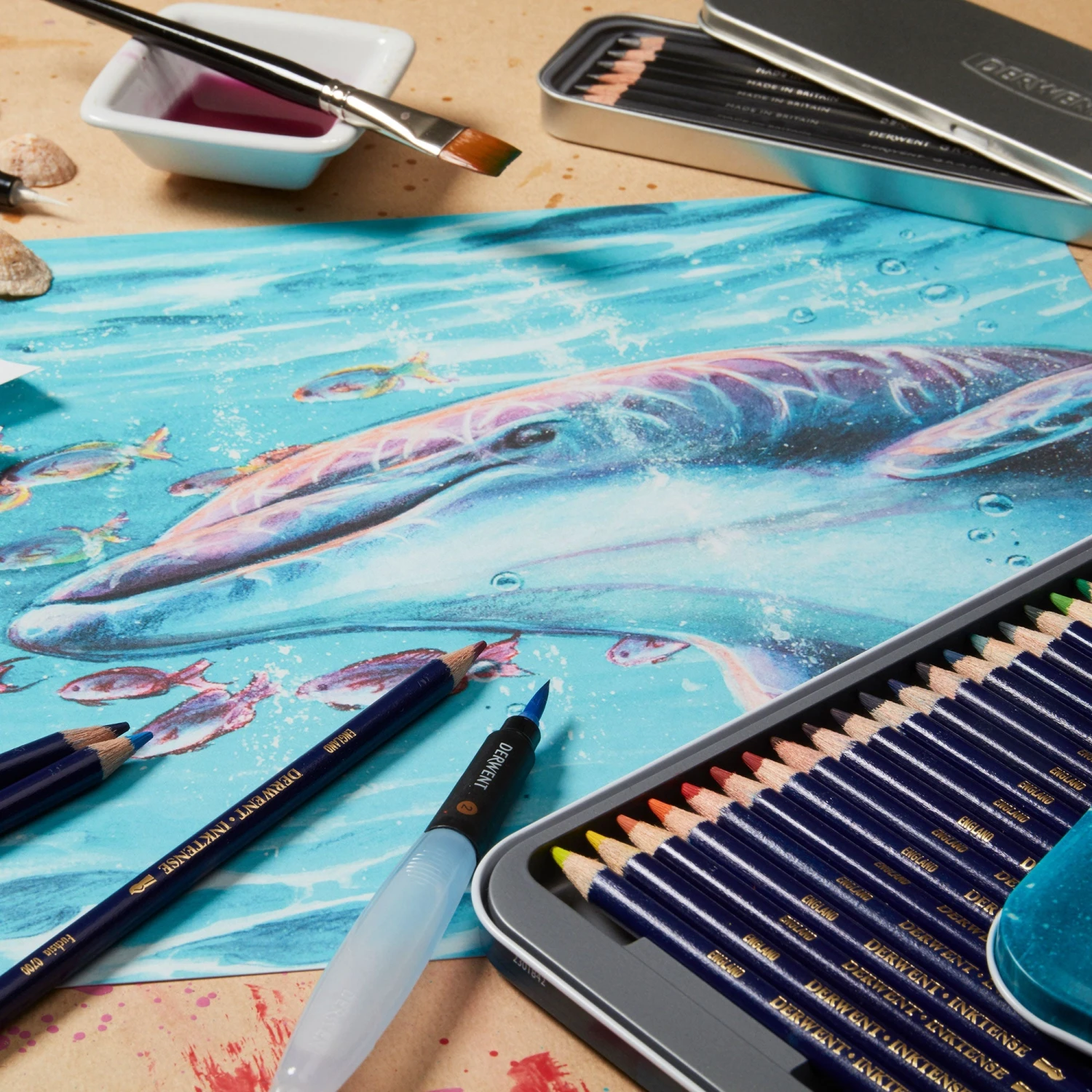 Derwent Inktense Watercolour Ink Pencils - Tin Of 72 Assorted Pencils 4 Derwent Inktense Watercolour Ink Pencils - Tin Of 72 Assorted Pencils - Image 4