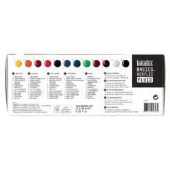 Liquitex Basics Acrylic Fluid - 118ml - Set Of 12 Assorted Colours -ARTdiscount LQX BASICS FLUID 12 SET ROW BOP 887452056539