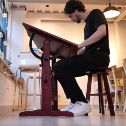 MEEDEN Artists Drafting Stool With Adjustable Height - Deep Walnut -ARTdiscount MEEDEN Wooden Drafting Stool with Adjustable Height Dark Walnut G 005 MEEDEN 1692777119264 1500x1500 b00697cb ccc5 4f3a 9a14 26420642461a