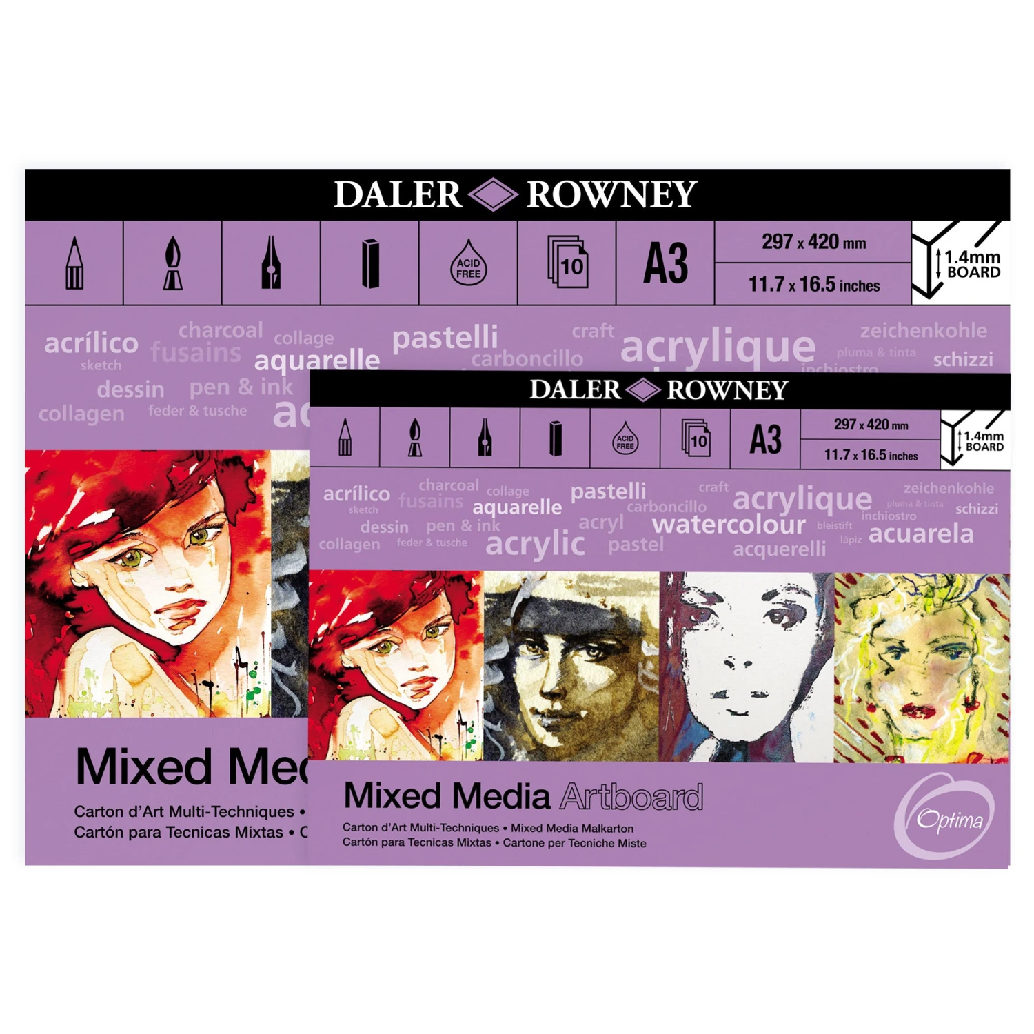 Daler-Rowney Optima Mixed Media Artboard Pads 1 Daler-Rowney Optima Mixed Media Artboard Pads