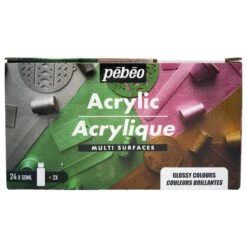Pebeo Multi-Surface Acrylics Set - Glossy/Pearlescent Colours - 24 X 59ml -ARTdiscount Mutli Surface Acry Glossy 1