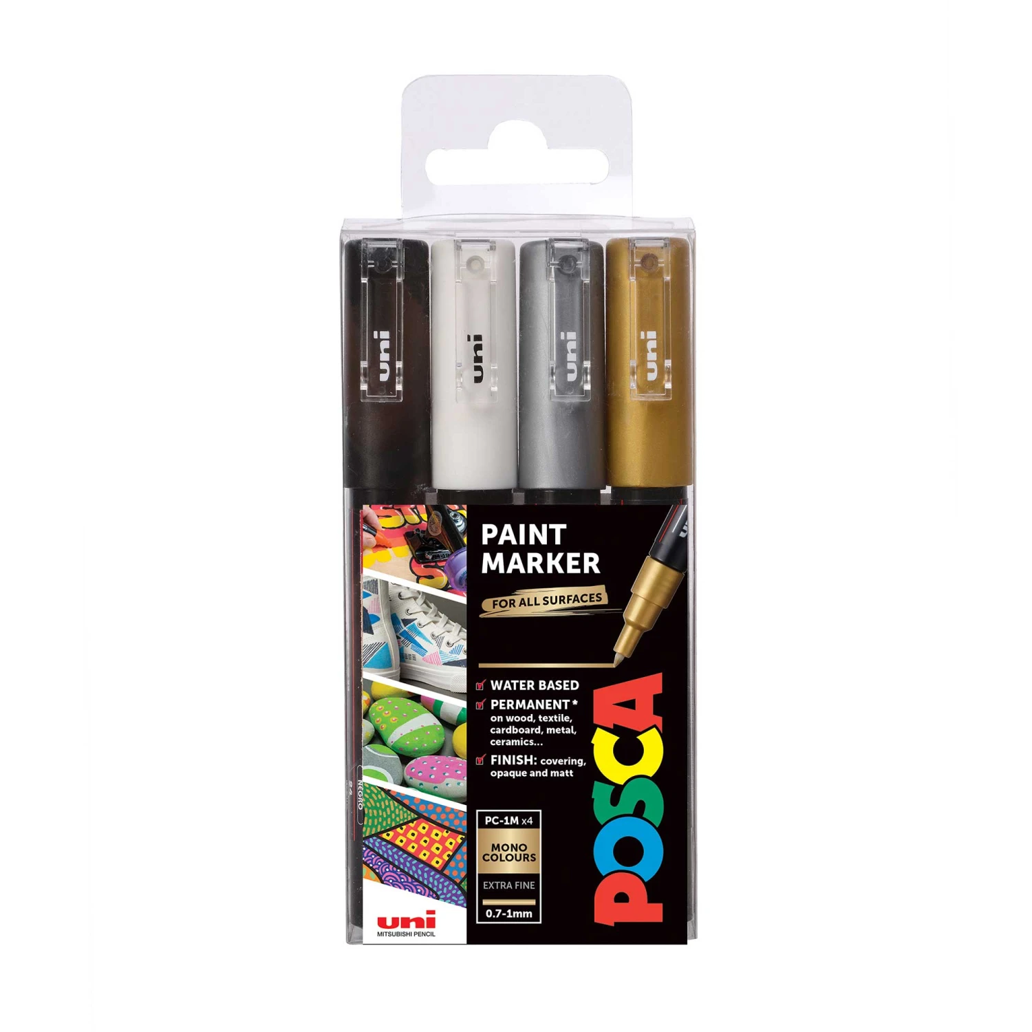 POSCA Markers - 0.7mm - 4 Mono Tones - PC-1M 1 POSCA Markers - 0.7mm - 4 Mono Tones - PC-1M