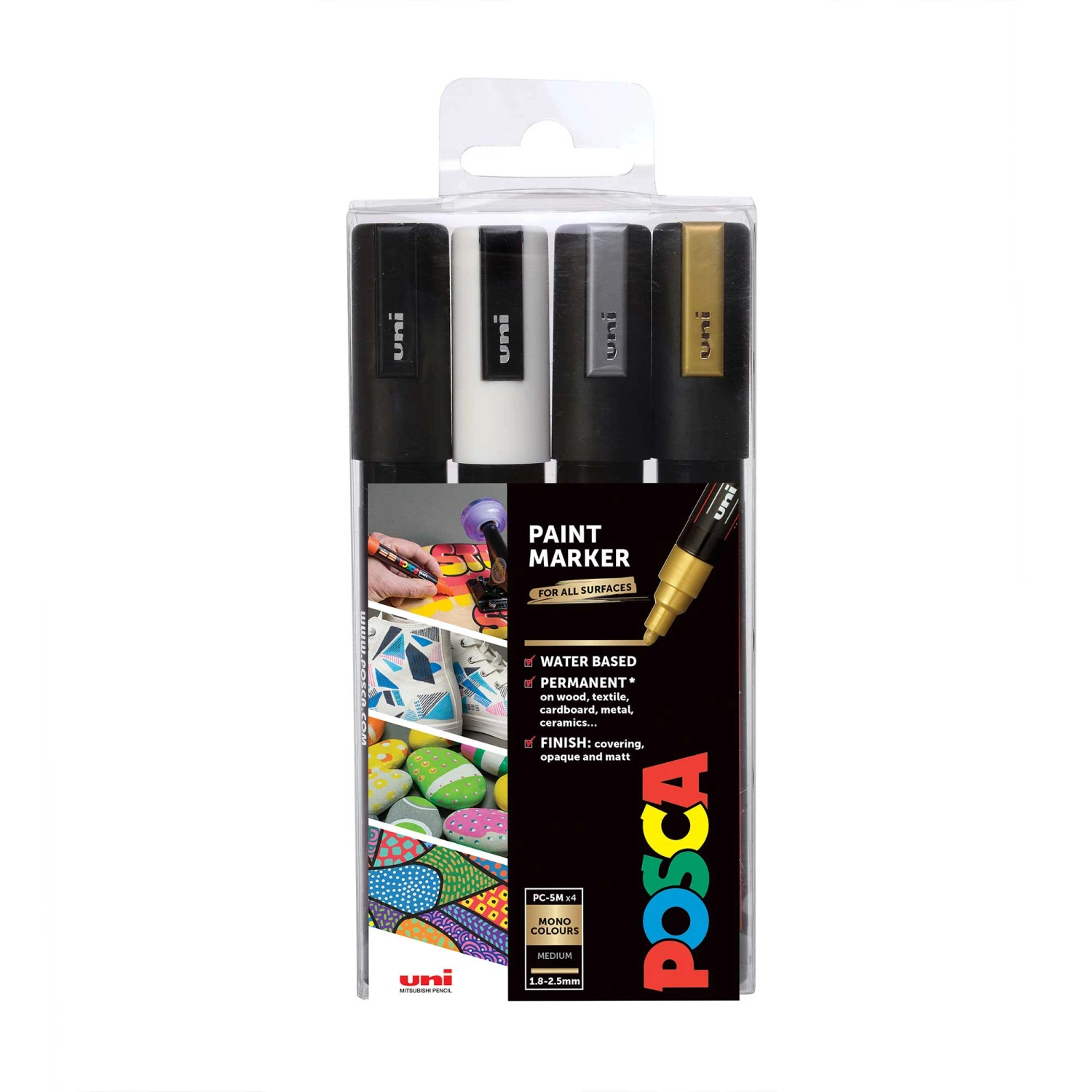 POSCA Markers - 2.5mm - 4 Mono Tones - PC-5M 1 POSCA Markers - 2.5mm - 4 Mono Tones - PC-5M