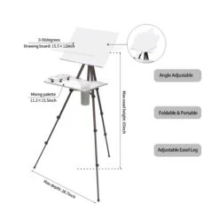 MEEDEN Artist Metal Watercolour Plein Air Easel -ARTdiscount Plein Air easel Dimensions