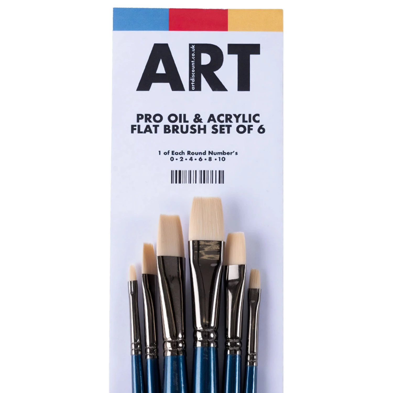 ARTdiscount Pro Oil & Acrylic Flat Brush Set Of 6 1 ARTdiscount Pro Oil & Acrylic Flat Brush Set Of 6