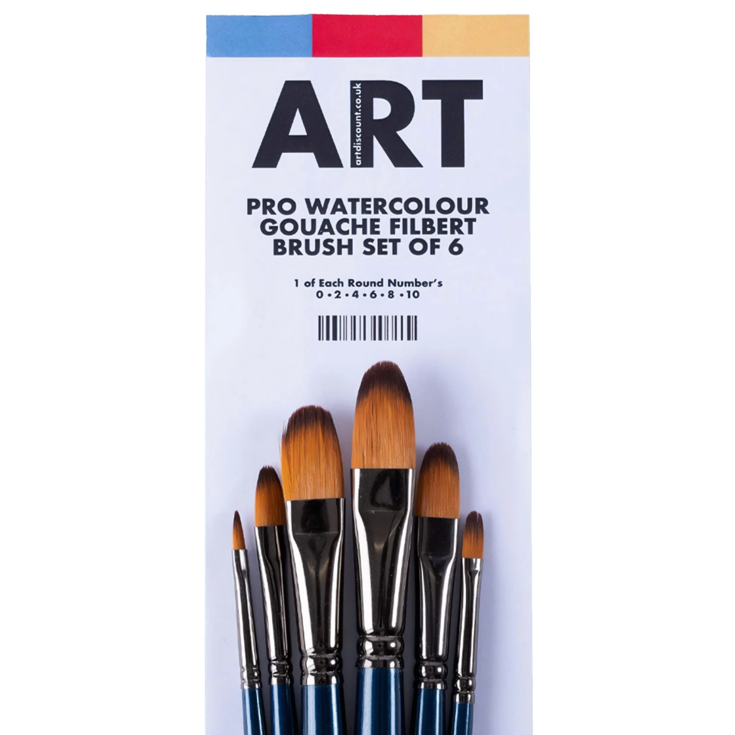 ARTdiscount Pro Watercolour/Gouache Filbert Brush Set Of 6 1 ARTdiscount Pro Watercolour/Gouache Filbert Brush Set Of 6