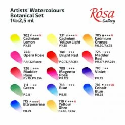 Rosa Gallery Watercolour - 14 X Whole Pan Tin Set - Botanical -ARTdiscount Rosa gallery botanical 2