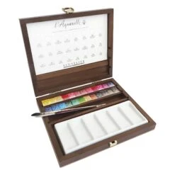 Sennelier L'Aquarelle Luxury Watercolour Half Pan Box - Set Of 24 With Accessories