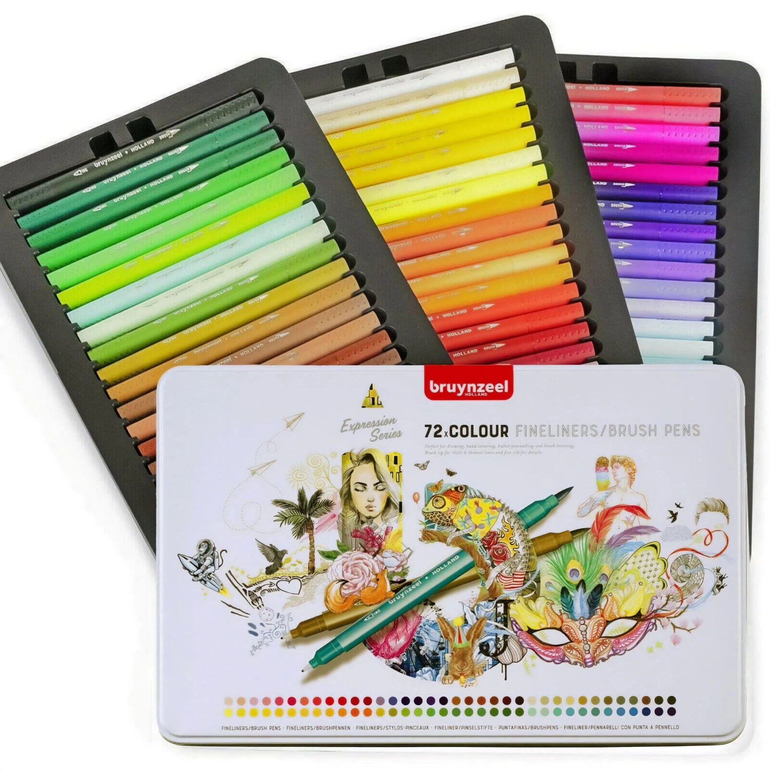 Bruynzeel Twin-Tip Fineliner Brush Pens - Set Of 72 1 Bruynzeel Twin-Tip Fineliner Brush Pens - Set Of 72