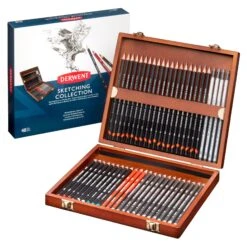 Derwent Sketching Pencils Wooden Box Of 48