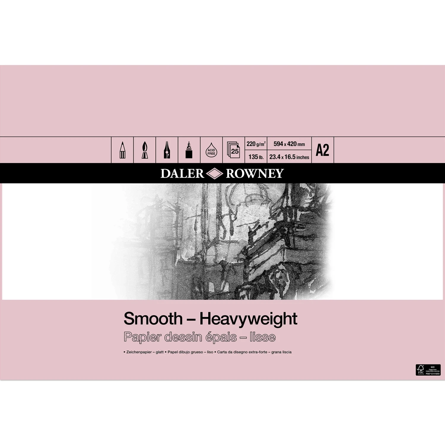 Daler-Rowney Heavyweight Cartridge Pad - 220gsm 3 Daler-Rowney Heavyweight Cartridge Pad - 220gsm - Image 3