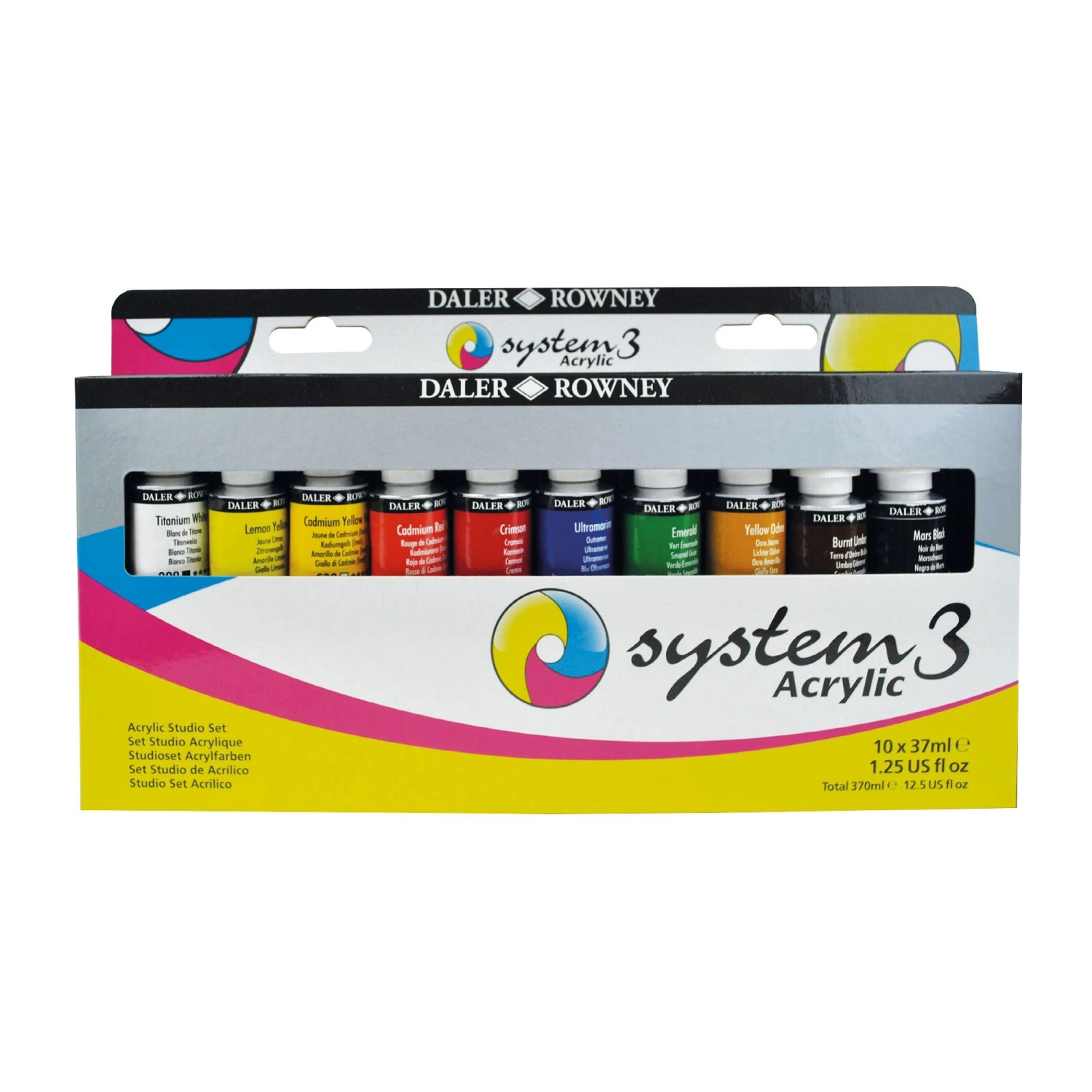 Daler-Rowney System3 Original Acrylic Studio Set - 10 X 37ml Tubes WITH FREE BRUSH 1 Daler-Rowney System3 Original Acrylic Studio Set - 10 X 37ml Tubes WITH FREE BRUSH