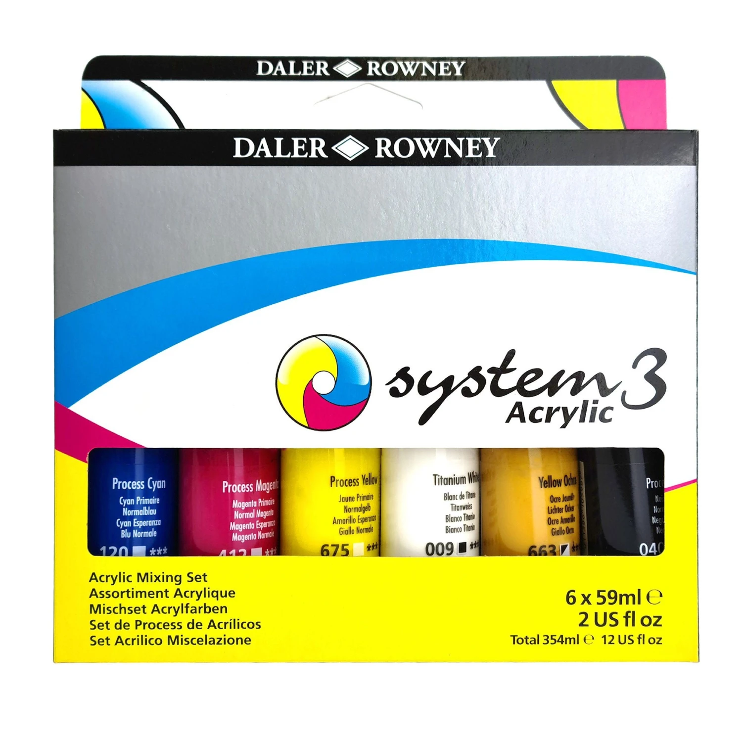 Daler-Rowney System3 Acrylic Process Mixing Set - 6 X 59ml 1 Daler-Rowney System3 Acrylic Process Mixing Set - 6 X 59ml