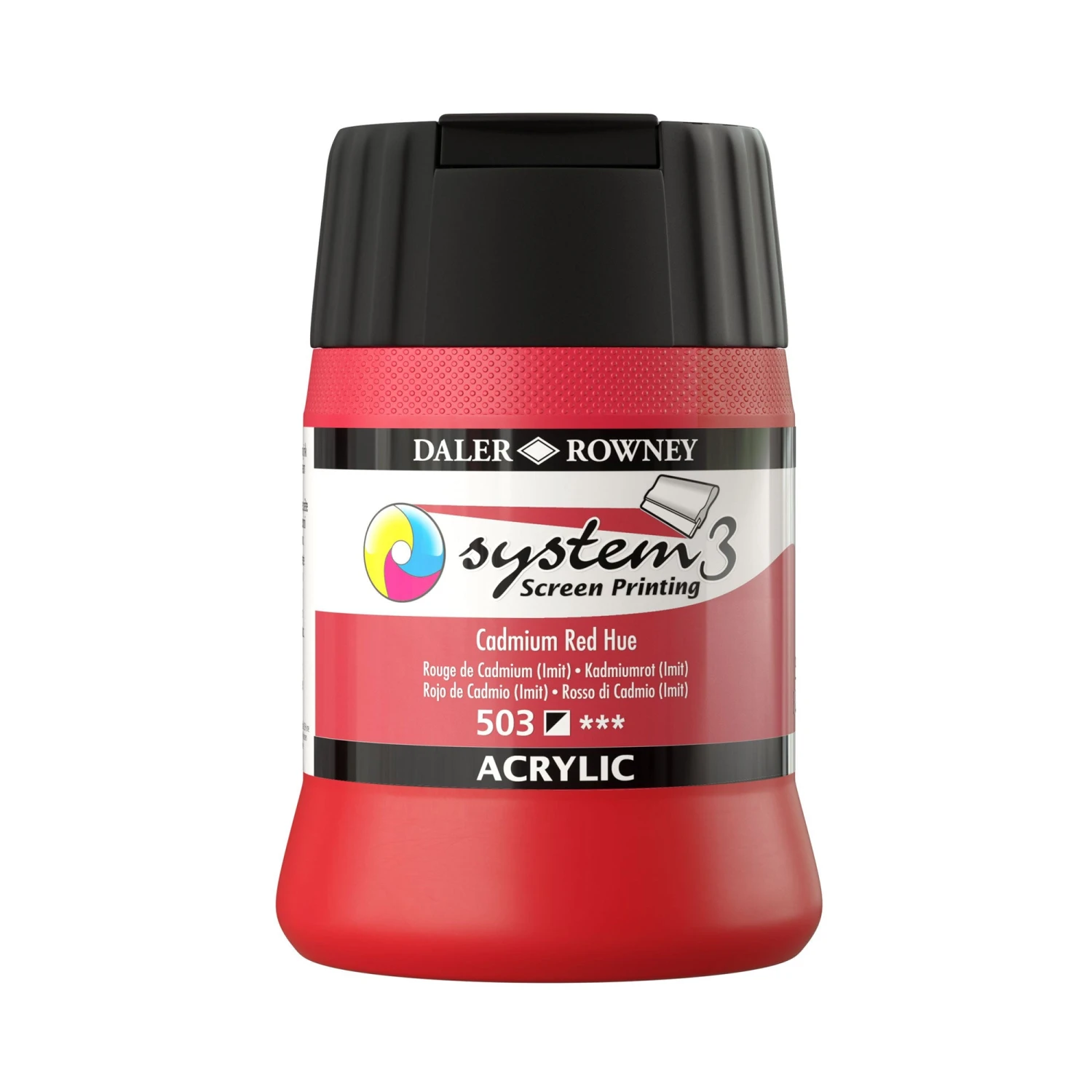 Daler-Rowney System3 Screen Printing Acrylic Colour - 250ml - (Black Cap) 1 Daler-Rowney System3 Screen Printing Acrylic Colour - 250ml - (Black Cap)