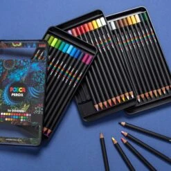 Uni Posca Coloured Pencils Set Of 36 Assorted Colours -ARTdiscount UN73014 Uni POSCA Pencil Assorted Set of 36 DTL1 P2