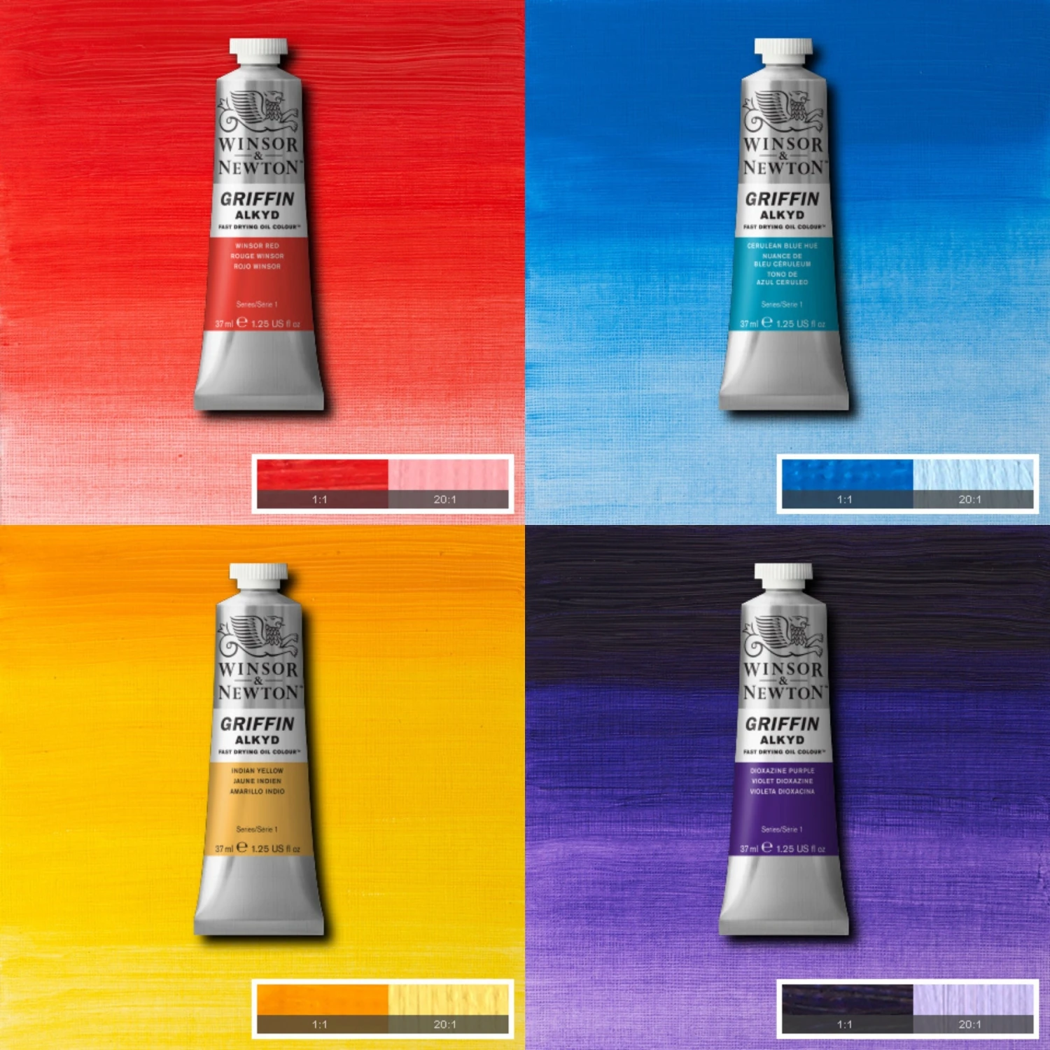 Winsor & Newton Griffin Alkyd Fast Drying Oil Colour 37ml - Series 1 3 Winsor & Newton Griffin Alkyd Fast Drying Oil Colour 37ml - Series 1 - Image 3