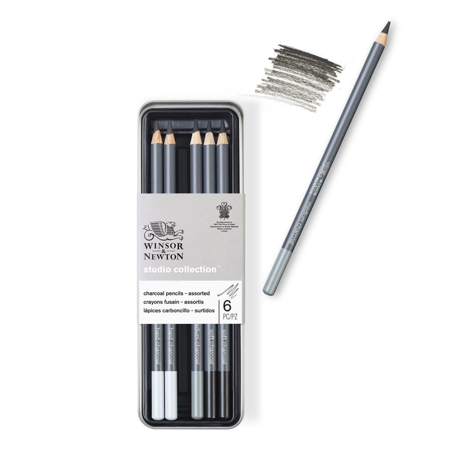 Winsor & Newton Studio Collection Charcoal Pencils - 6 Tin Set 1 Winsor & Newton Studio Collection Charcoal Pencils - 6 Tin Set