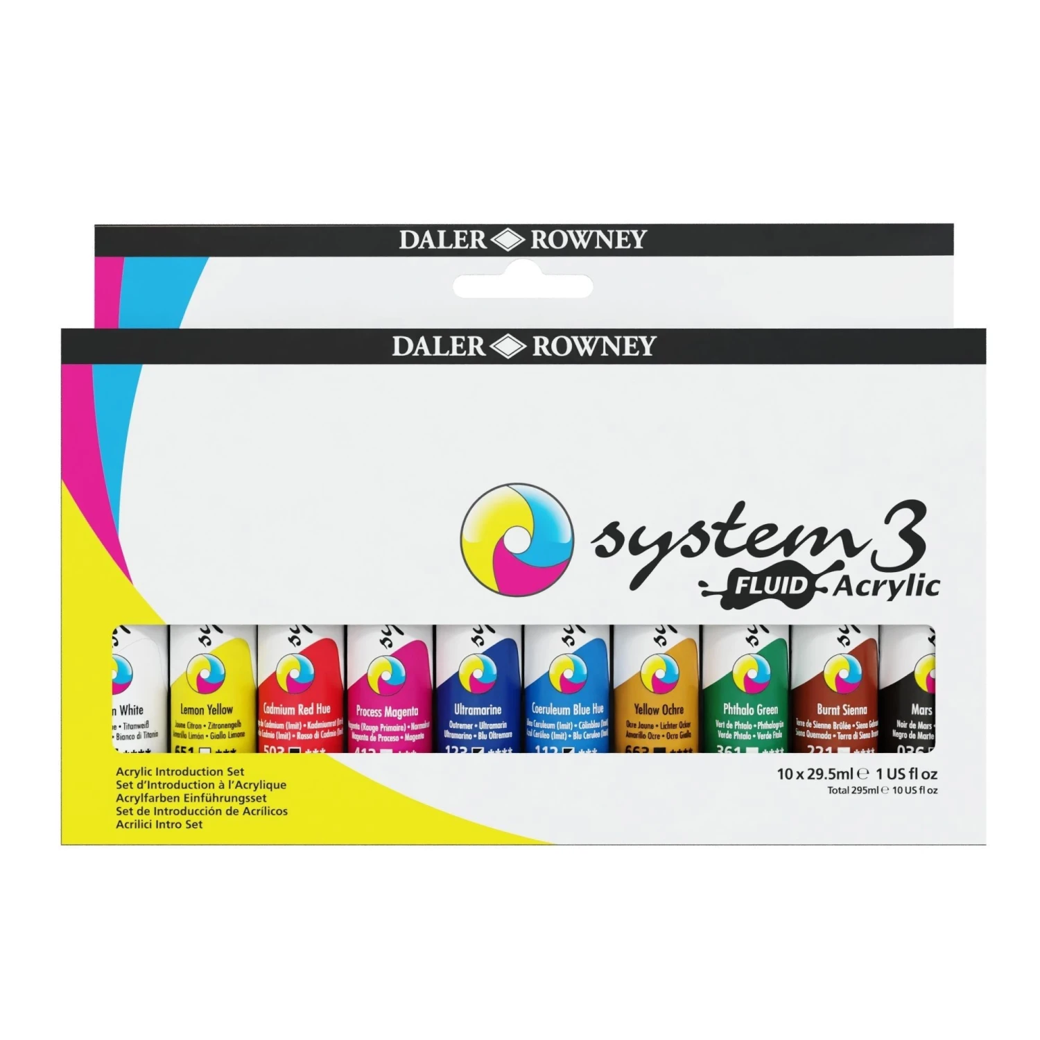 Daler-Rowney System3 Fluid Acrylic Introduction Set Of 10 X 29.5ml 1 Daler-Rowney System3 Fluid Acrylic Introduction Set Of 10 X 29.5ml