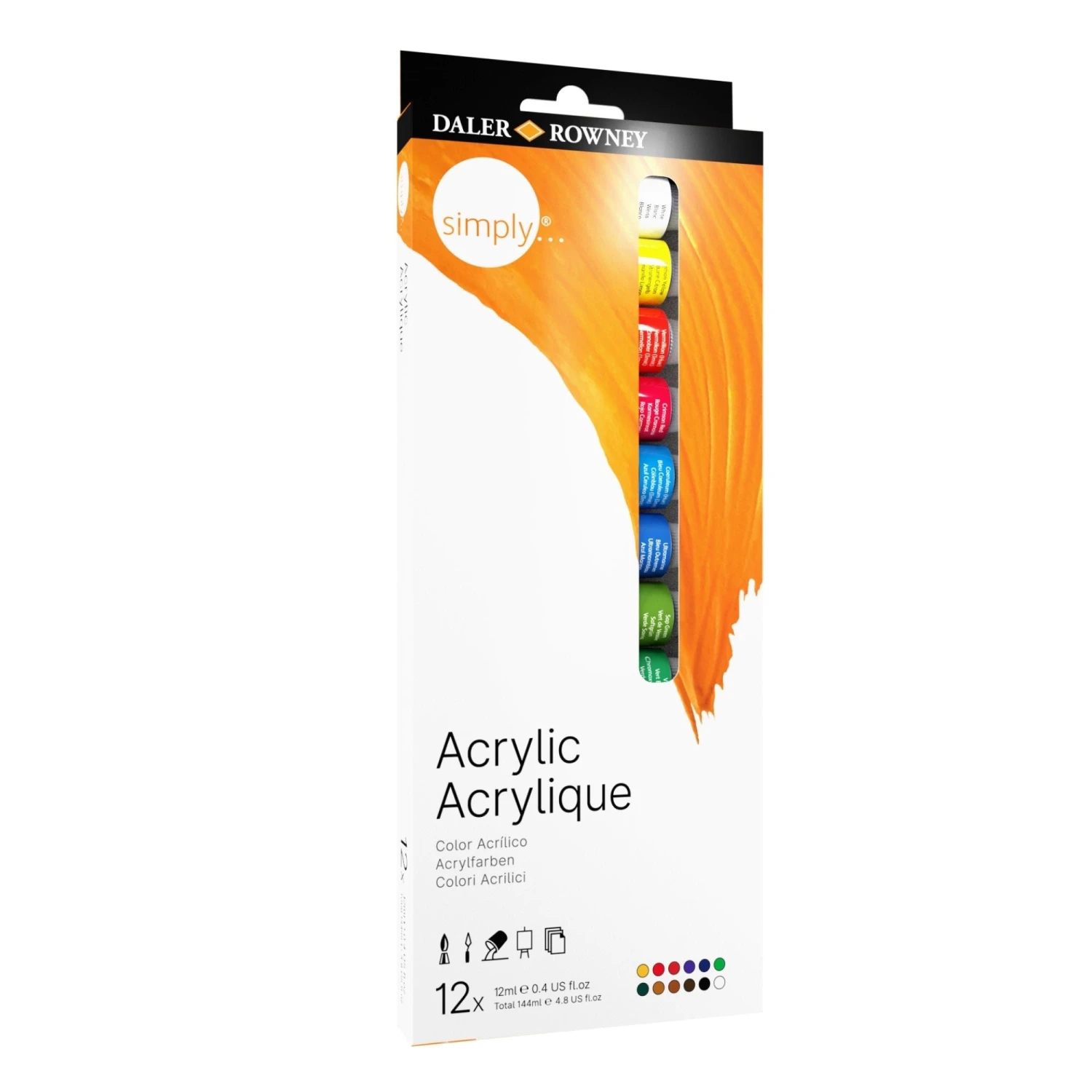 Daler-Rowney Simply Acrylic 12 X 12ml Set 2 Daler-Rowney Simply Acrylic 12 X 12ml Set - Image 2